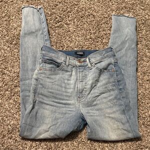 Express Women's Light Blue Straight Leg Jeans